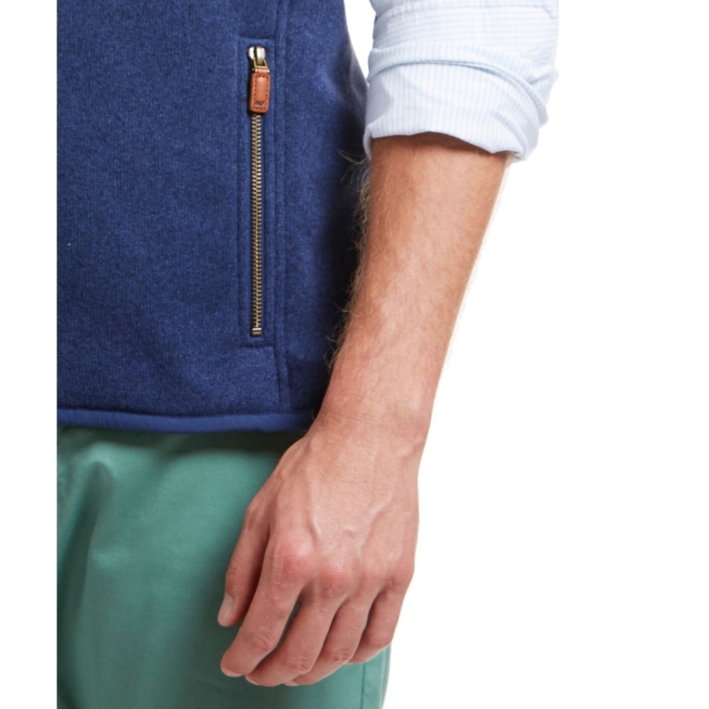 Men's Vineyard Vines Navy Blue Sweater Fleece Vest - Picture 3 of 13